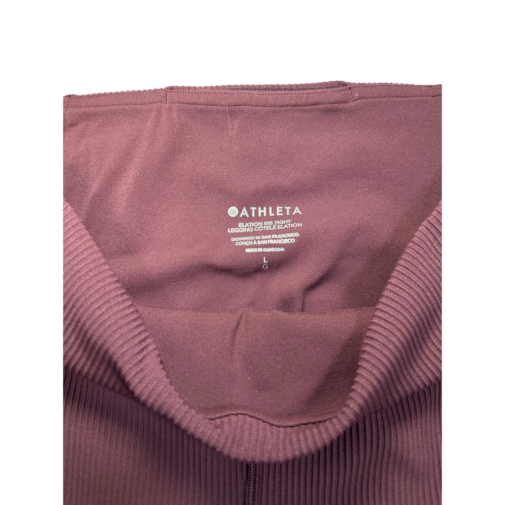 Athleta Elation Rib Tight Leggings Women's Burgundy High Rise Yoga Activewear - Picture 4 of 7